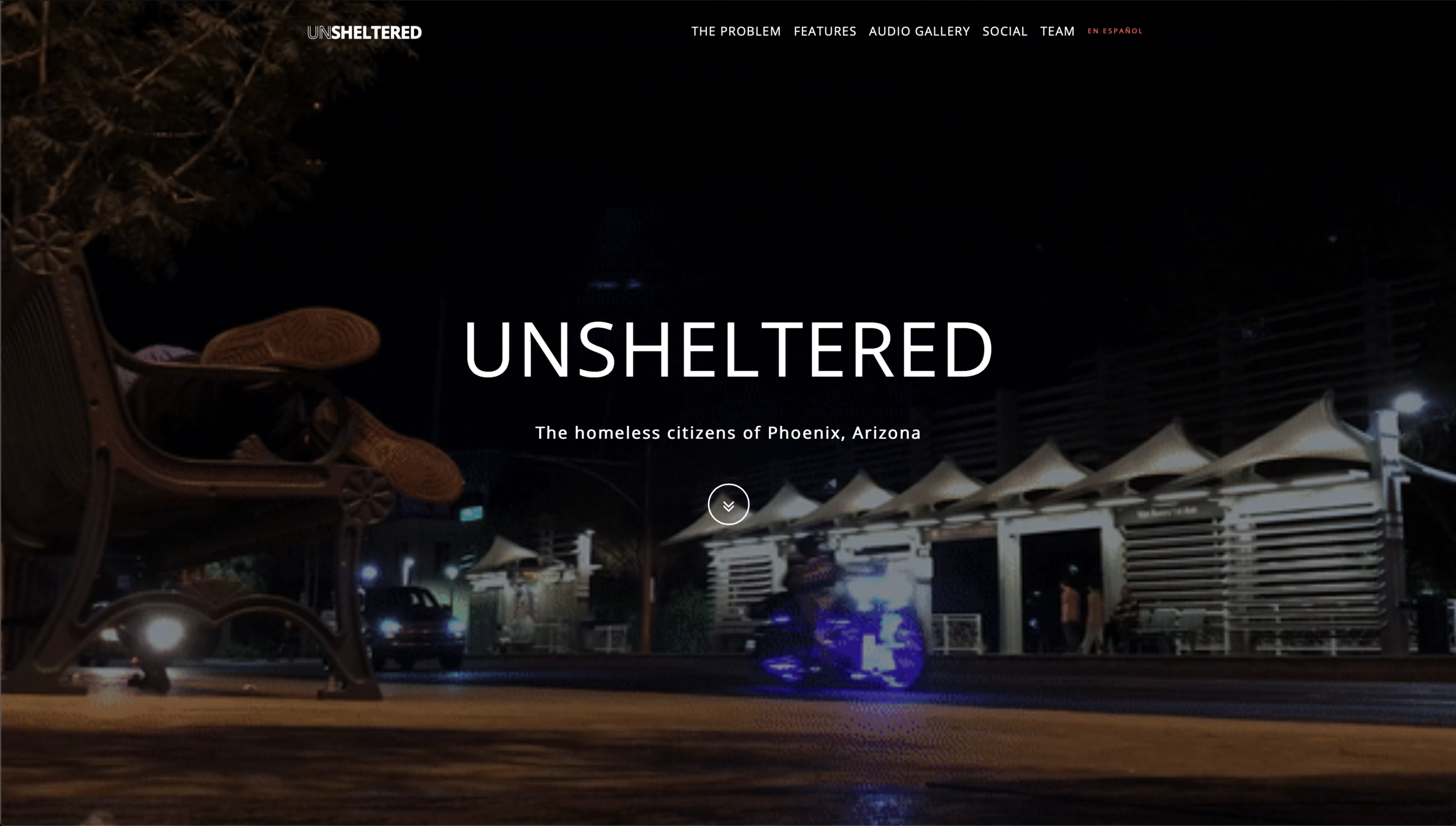 Screenshot of the Unsheltered Homepage