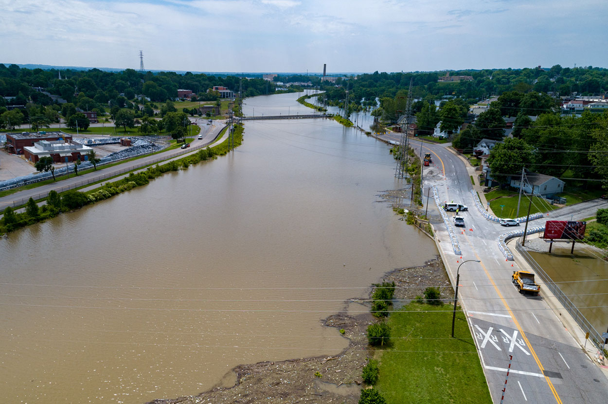 Flooding of a drainage ditch.
